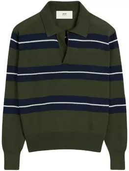 AMI Paris рубашка поло с монограммой Ami de Coeur, зеленый