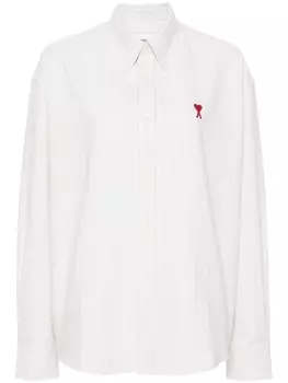 AMI Paris рубашка с вышитой монограммой Ami de Coeur, нейтральный цвет