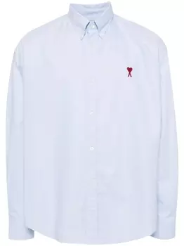 AMI Paris рубашка с вышитой монограммой Ami de Coeur, синий