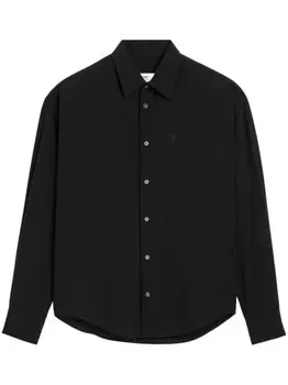 AMI Paris рубашка с вышитой монограммой Ami de Coeur, черный