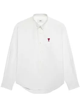 AMI Paris рубашка с вышитым логотипом, белый