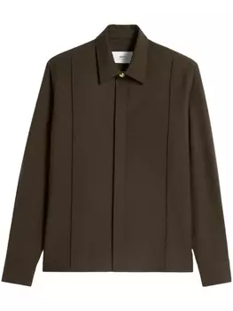 AMI Paris рубашка со складками, коричневый