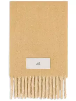 AMI Paris шарф из смесовой шерсти с бахромой, нейтральный цвет