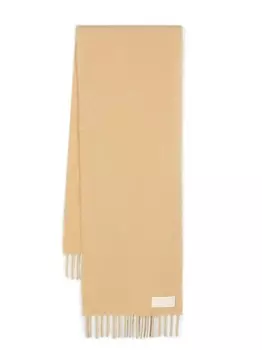 AMI Paris шарф с бахромой и нашивкой-логотипом, нейтральный цвет