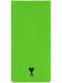 AMI Paris шарф с монограммой Ami de Coeur, зеленый