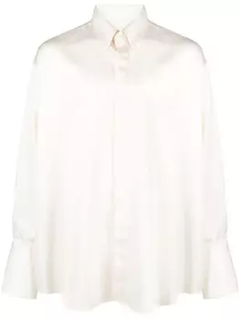AMI Paris шелковая блузка с длинными рукавами, нейтральный цвет