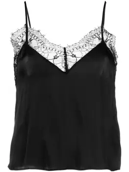 AMI Paris шелковый топ с кружевом, черный