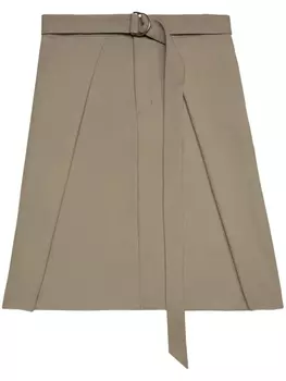 AMI Paris шерстяная юбка с поясом, нейтральный цвет