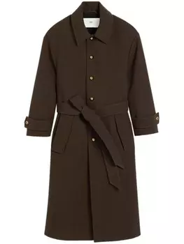 AMI Paris шерстяное пальто с поясом, коричневый