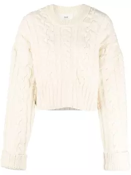 AMI Paris шерстяной джемпер фактурной вязки, нейтральный цвет