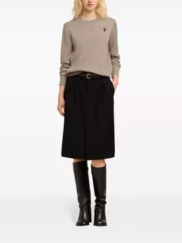 AMI Paris шерстяной джемпер с монограммой Ami de Coeur, нейтральный цвет