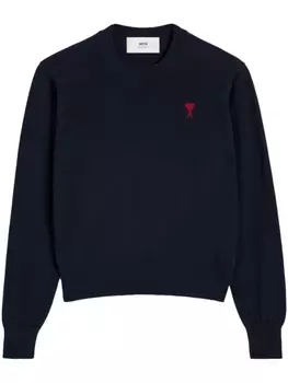 AMI Paris шерстяной джемпер с монограммой Ami de Coeur, синий