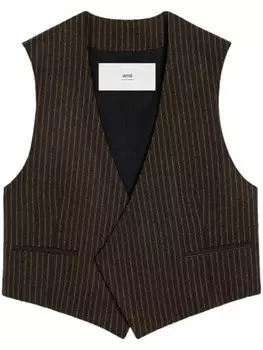AMI Paris шерстяной жилет в тонкую полоску, коричневый