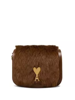 AMI Paris сумка на плечо Paris Paris с мехом ягненка, коричневый