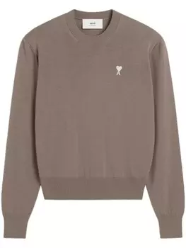 AMI Paris свитер с монограммой Ami de Coeur, серый