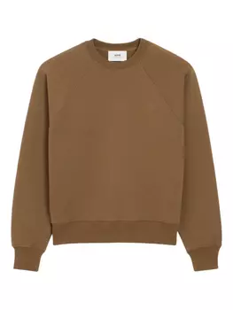 AMI Paris свитер с вышитым логотипом, коричневый