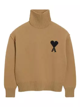 AMI Paris свитер с высоким воротом, коричневый