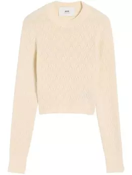 AMI Paris топ Ami de Coeur из хлопковой смеси, нейтральный цвет