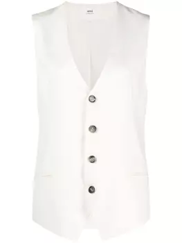 AMI Paris топ с V-образным вырезом, нейтральный цвет