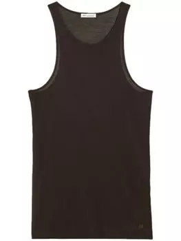 AMI Paris топ с вышитым логотипом, коричневый