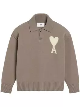 AMI Paris Трикотажное поло Ami de Coeur, нейтральный