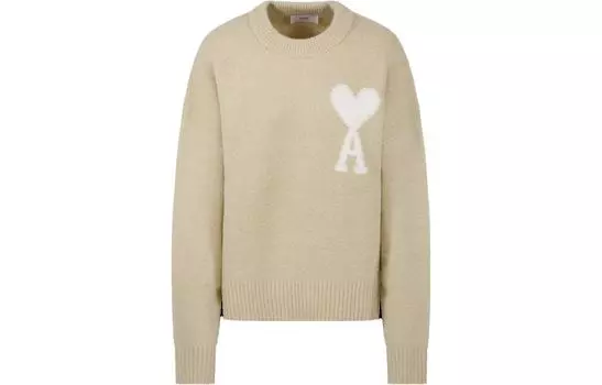 Ami Paris Трикотажный джемпер с детализированным логотипом Ami De Coeur AMIPARIS, Milk White