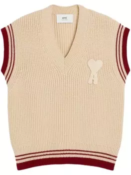 AMI Paris трикотажный жилет с монограммой Ami de Coeur, нейтральный