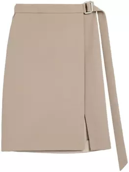 AMI Paris юбка миди из вирджинской шерсти с запахом, нейтральный цвет