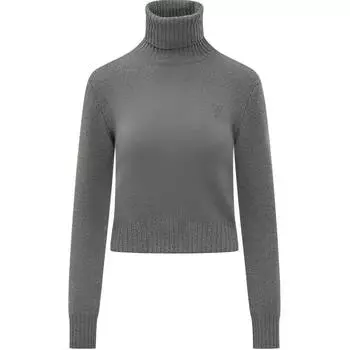 Ami Paris Вязаный джемпер с водолазкой Ami De Coeur AMIPARIS, светло-серый