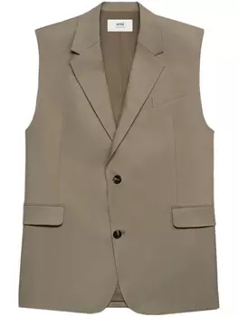 AMI Paris жилет оверсайз из вирджинской шерсти, нейтральный цвет