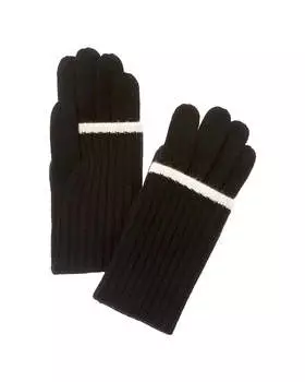 Amicale Cashmere Кашемировые перчатки с отворотами и манжетами, черный