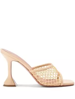 Amina Muaddi 95-мм мюли Lupita, нейтральный цвет