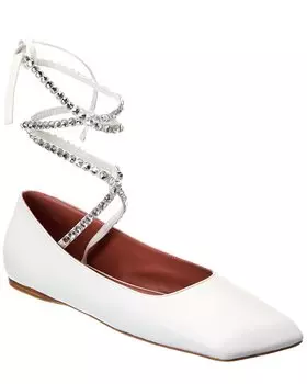 AMINA MUADDI Ane Кожаные туфли на плоской подошве со шнуровкой, белый