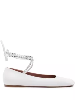 Amina Muaddi балетки Ane с квадратным носком, белый