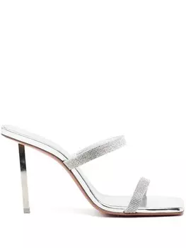 Amina Muaddi босоножки Rih 100 с кристаллами, серебряный