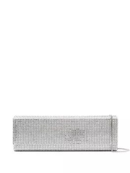 Amina Muaddi клатч Paloma с кристаллами, серебристый