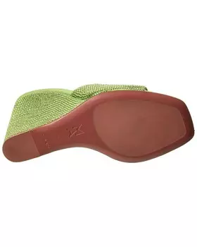 AMINA MUADDI Lupita Атласные босоножки на танкетке с кристаллами, зеленый