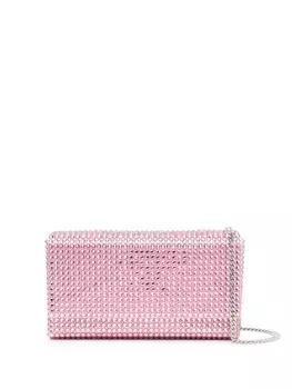 Amina Muaddi мини-клатч Paloma с кристаллами, розовый