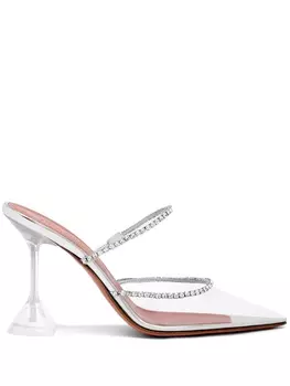 Amina Muaddi прозрачные туфли Gilda 95 с кристаллами, белый