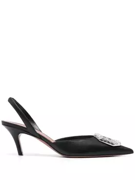Amina Muaddi туфли Camelia Sling 60, черный