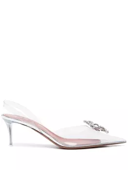 Amina Muaddi туфли Rosie 70 с кристаллами, нейтральный цвет