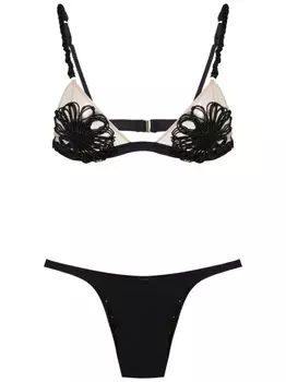 Amir Slama бикини с цветочной аппликацией, черный