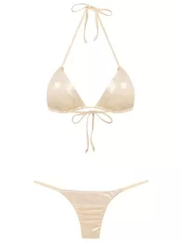 Amir Slama бикини с вырезом халтер и эффектом металлик, золотой