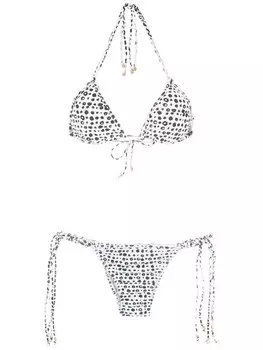 Amir Slama бикини в горох с треугольными чашками, нейтральный цвет