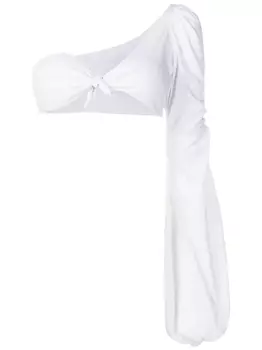 Amir Slama блузка на одно плечо с завязками, белый