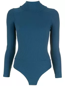 Amir Slama боди в рубчик с высоким воротником и открытой спиной, синий