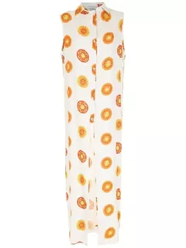 Amir Slama длинное пляжное платье Sol с принтом, белый