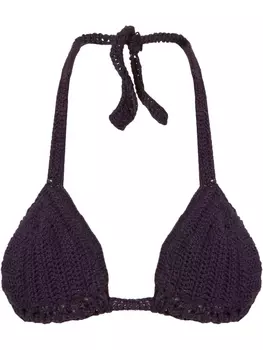 Amir Slama knit triangle bikini top, синий