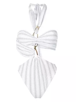 Amir Slama купальник асимметричного кроя с вырезом халтер, белый