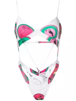 Amir Slama купальник с графичным принтом, белый